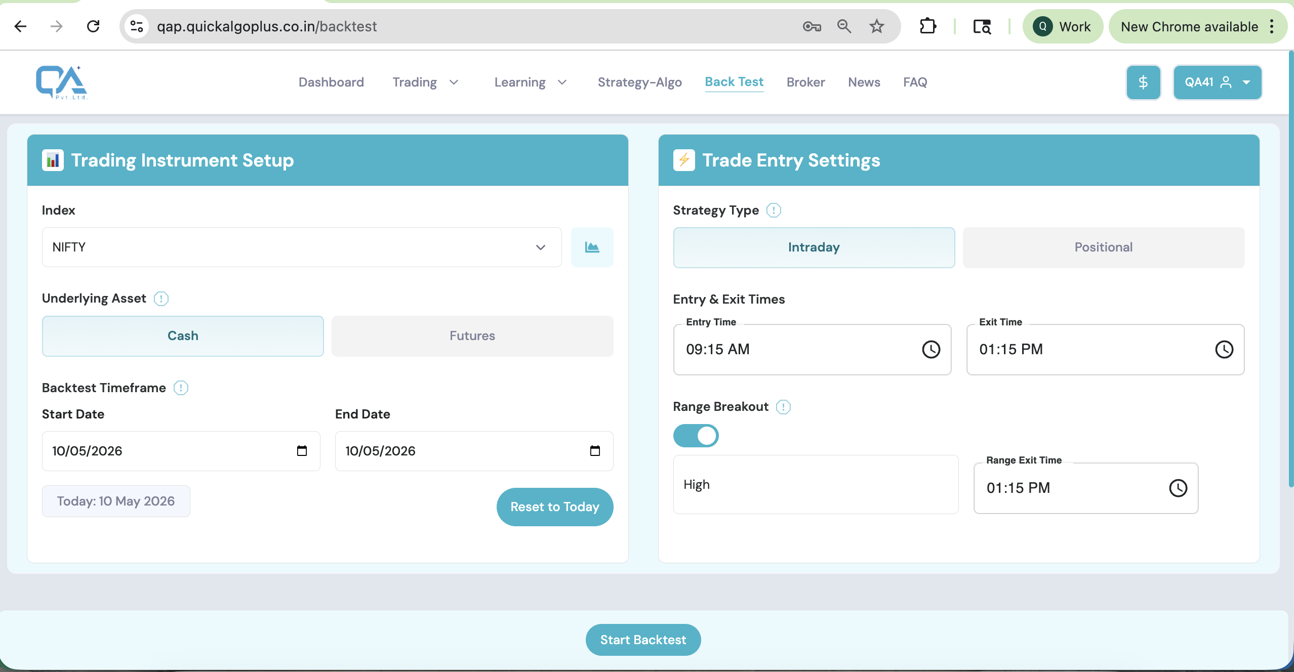 Strategy Backtest Performance Analytics