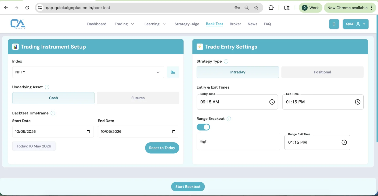 Strategy Backtest Performance Analytics